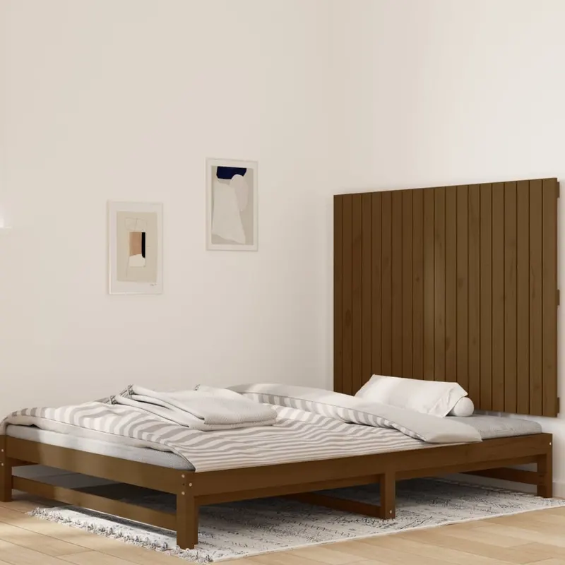 tablie de pat pentru perete, maro miere, 127,5x3x90 cm