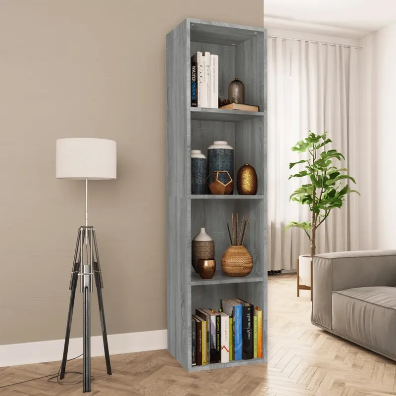 biblioteca/dulap tv, gri sonoma, 36x30x143 cm, lemn prelucrat
