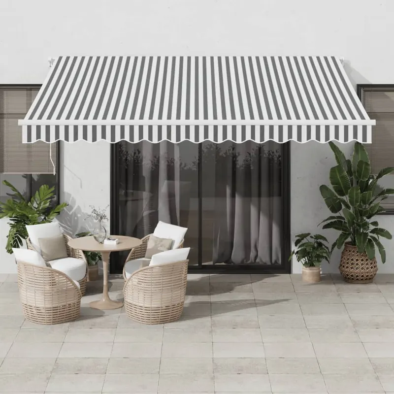 copertina retractabila manual cu led, antracit/alb, 400x350 cm