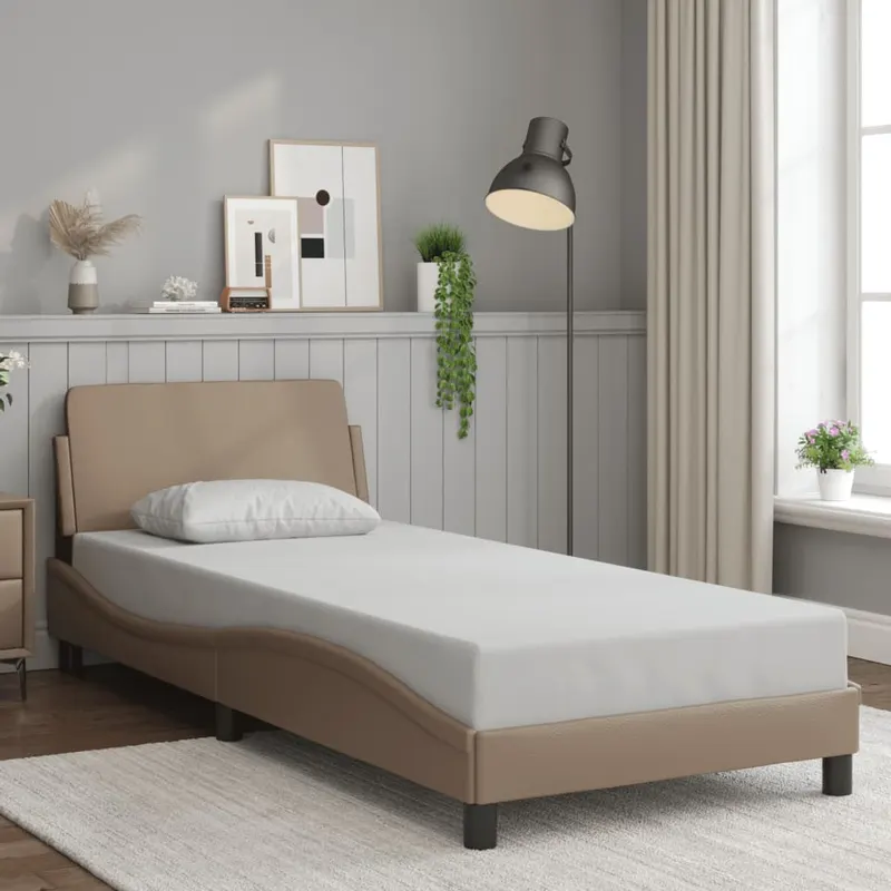 cadru de pat cu tablie, cappuccino, 90x190 cm, piele ecologica