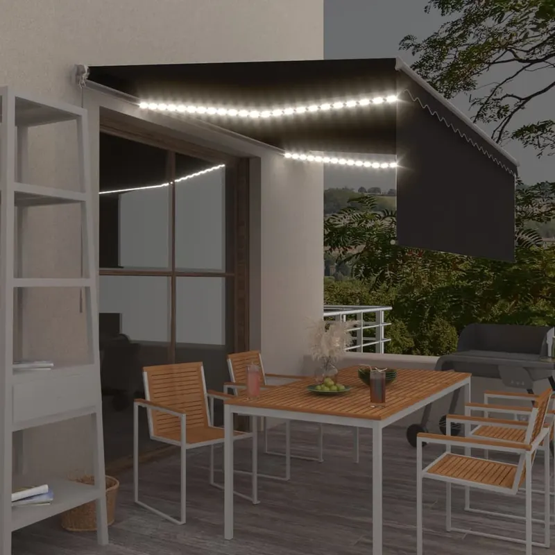 copertina retractabila manual cu stor&led, antracit, 4,5x3 m