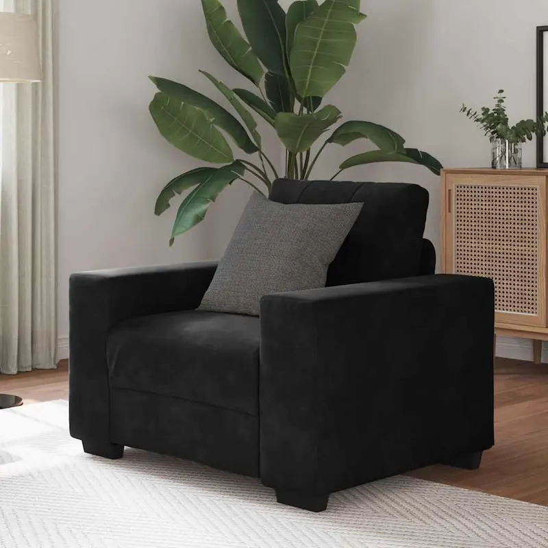canapea scaun negru 60 cm catifea