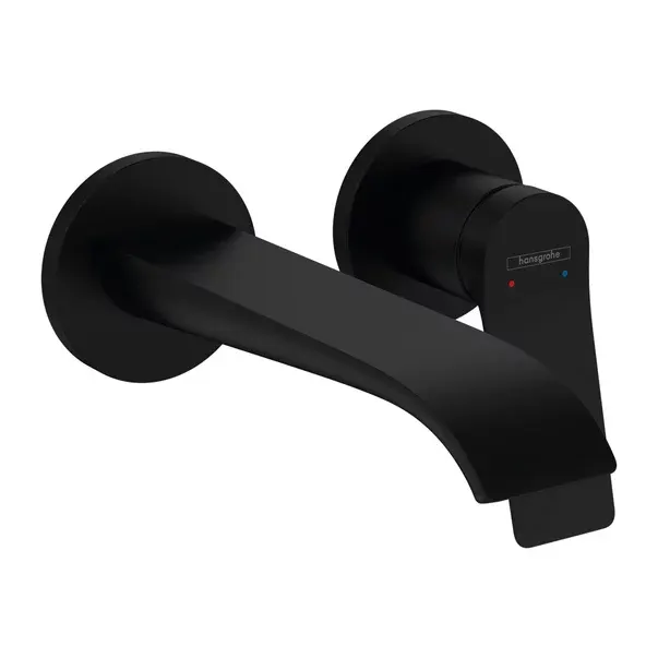 Baterie lavoar incastrata Hansgrohe Vivenis cu pipa 19.2 cm negru mat fara corp ingropat