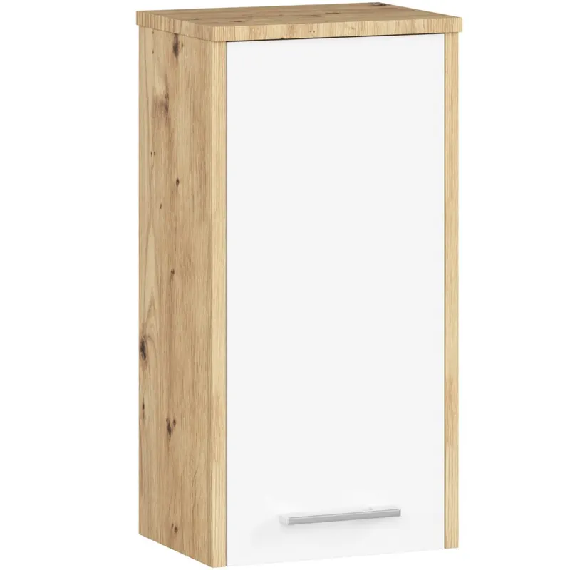 Dulap baie pal suspendat usa reversibila, 30x22.5x60 cm, organizare practica, stejar artisan alb
