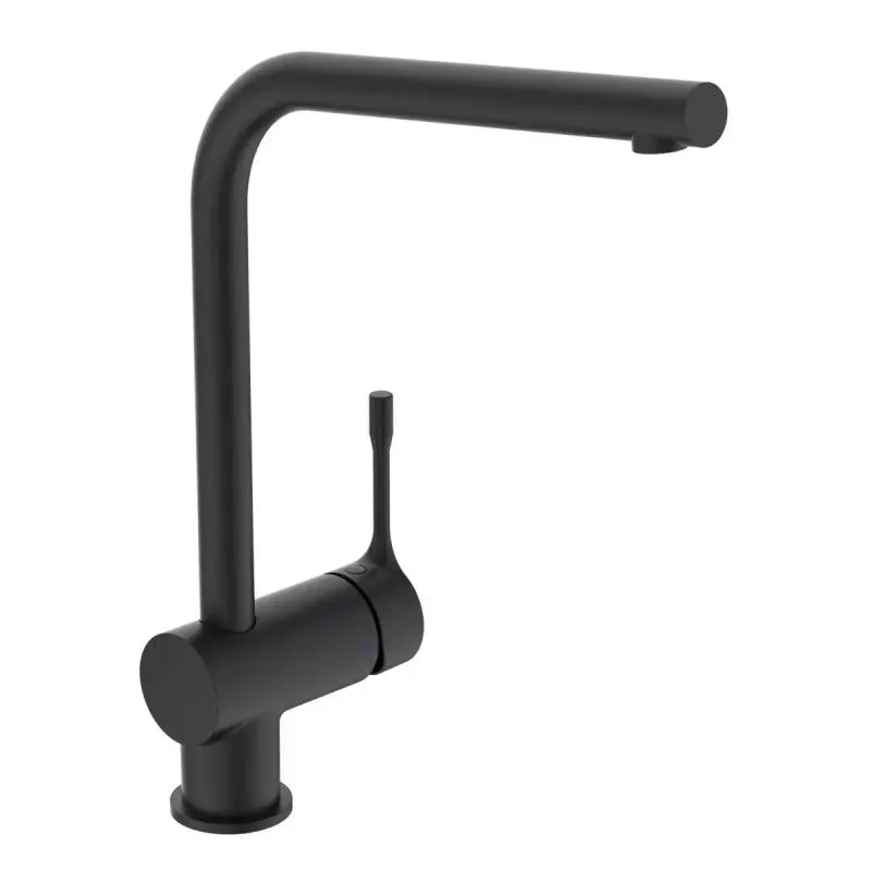 Baterie de bucatarie Ideal Standard Ceralook BC174XG, 3 8 , monocomanda, pipa inalta, tip L, pivotanta, pornire pe rece, mat, negru