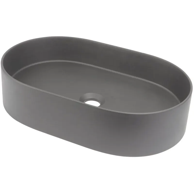 Lavoar pe blat compozit antracit Deante Silia, oval, 55 cm