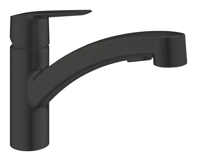 Baterie bucatarie Grohe 305312431, 0.8 bar, 185 mm, 227 mm, 1 orificii instalare, 2 sprayuri, 180 unghi pivotare, Negru