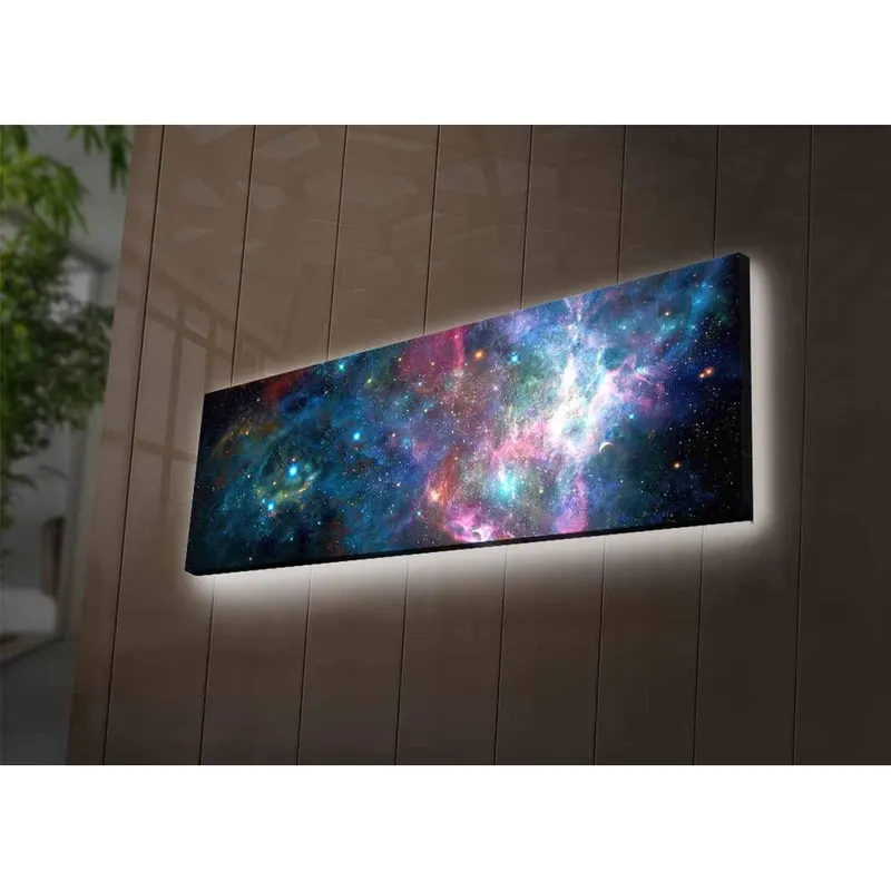 Tablou Canvas cu Led Stele Semiha fara Priza, Multicolor, 90x30 cm - Multicolor
