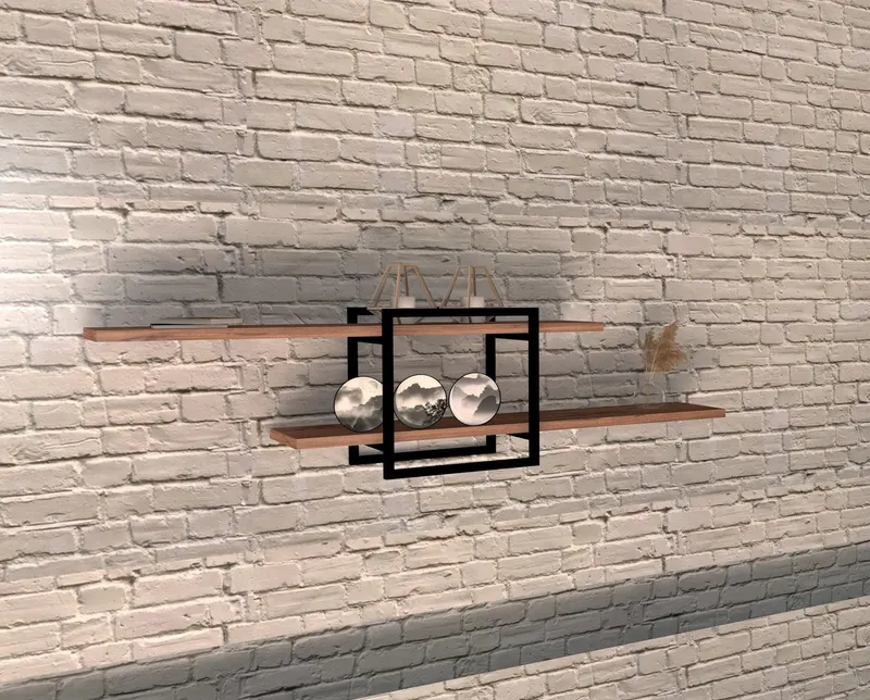 Raft de perete Mone cadru metal, 120 x 30 x 18 cm - Crem