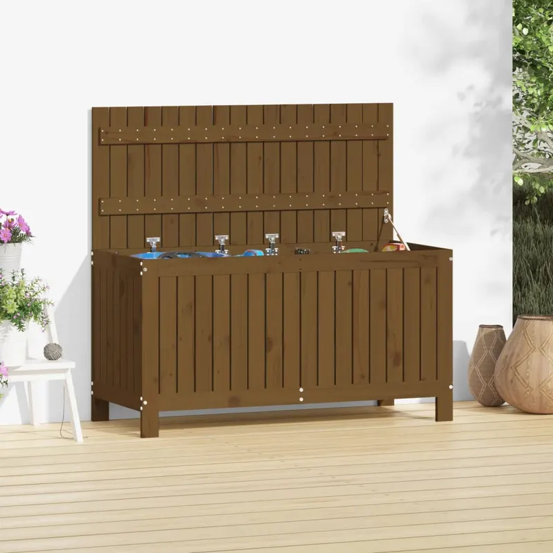 cutie depozitare gradina, maro miere, 115x49x60 cm, lemn pin