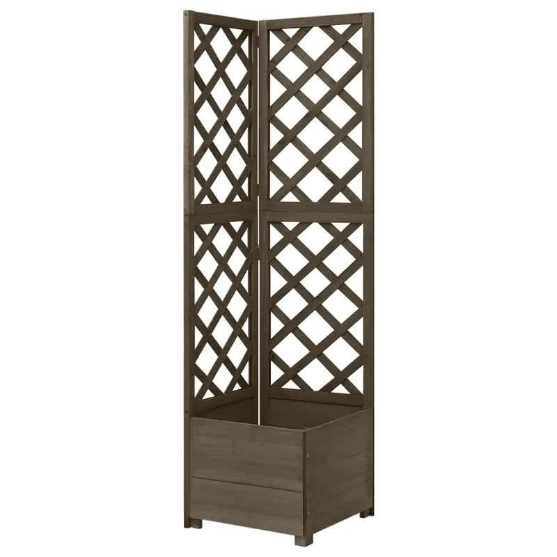 jardiniera colt cu spalier, gri, 40x40x150 cm, lemn masiv brad