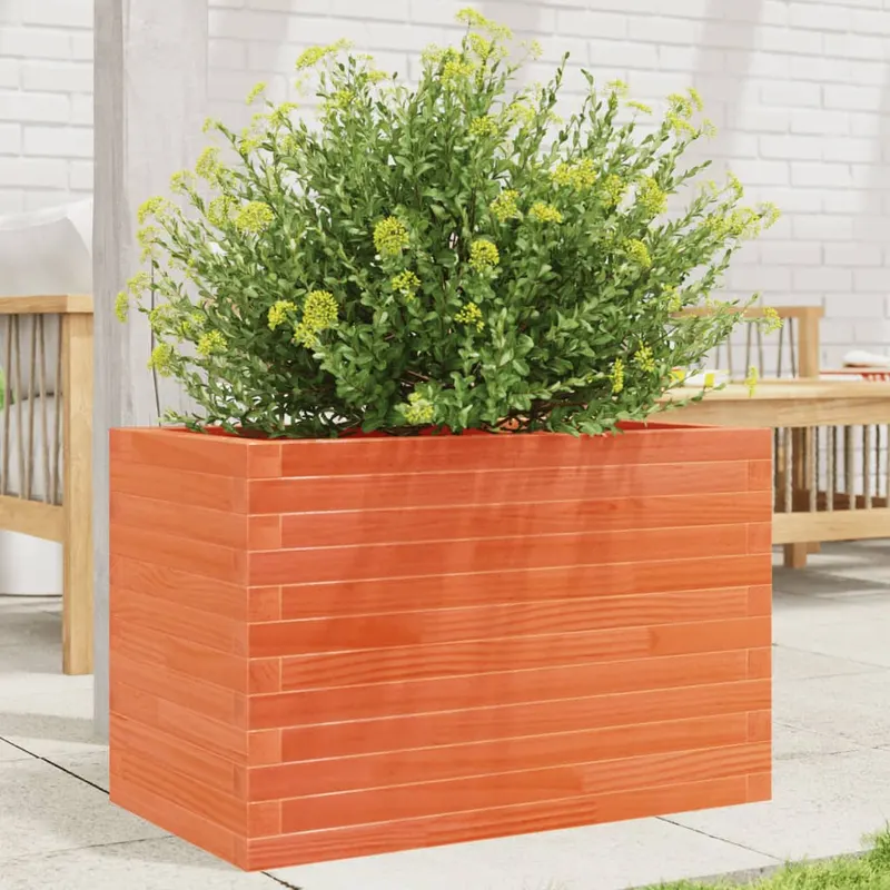 jardiniera gradina, maro ceruit, 70x40x45,5 cm, lemn masiv pin