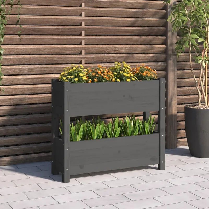 jardiniera, gri, 77x25x66 cm, lemn masiv de pin
