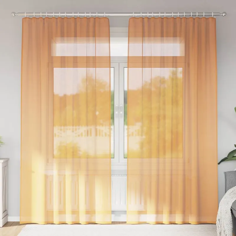 perdele voile cu bucle 2 buc portocaliu 140x245 cm