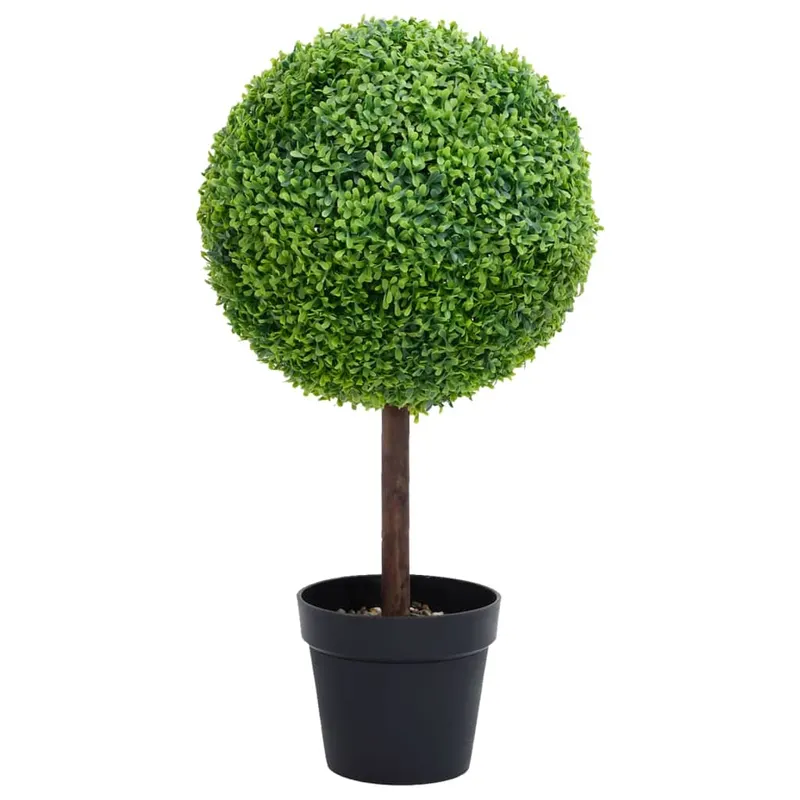 planta artificiala cimisir cu ghiveci, verde, 50cm, forma minge