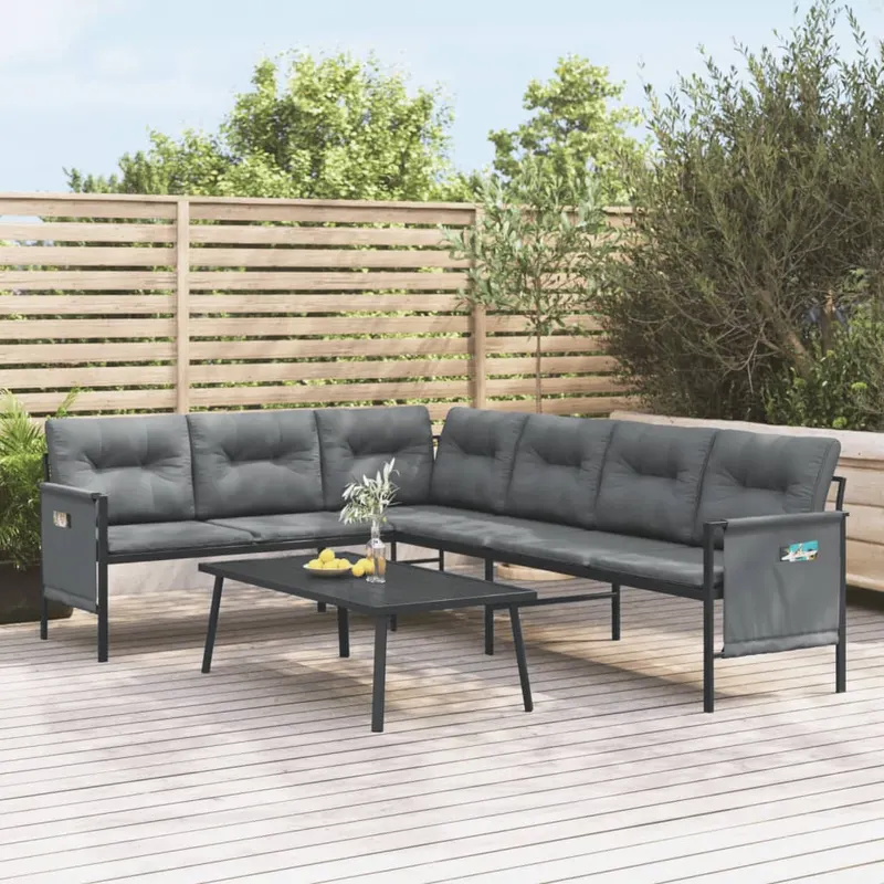 set mobilier de gradina, antracit, 2 piese, otel