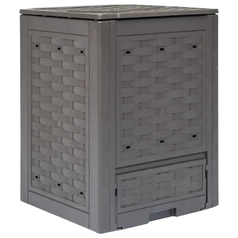 compostor de gradina, maro, 60x60x83 cm, 300 l plastic ratan