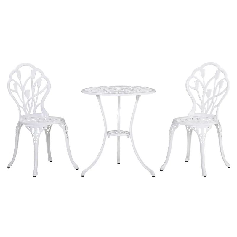 Outsunny Set de Gradina 3 Piese din Aluminiu cu 2 Scaune