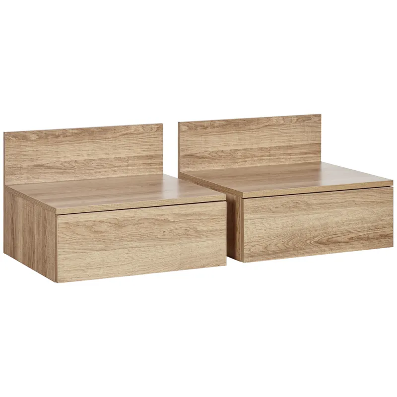 HOMCOM Set de 2 Noptiere Suspendate din PAL cu Montaj pe Perete pentru Dormitor și Living, 43x36.5x30.5 cm