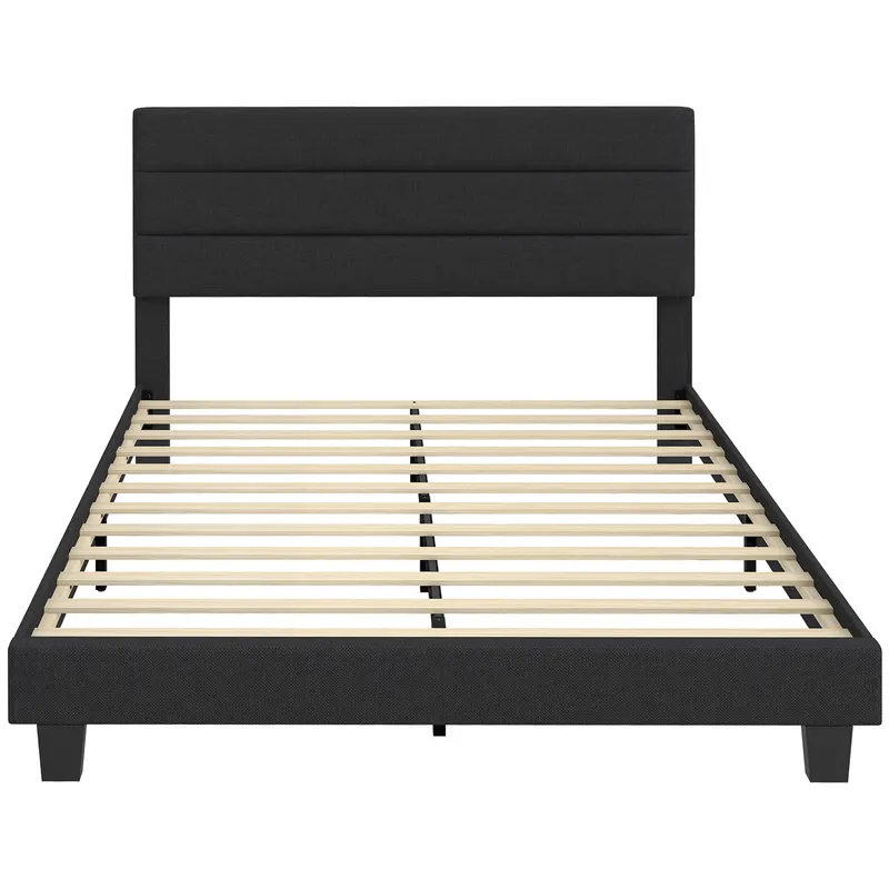 HOMCOM Cadru de Pat Dublu cu Lamele, 160x200cm, Negru