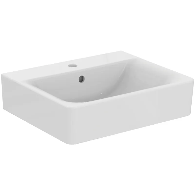 Lavoar baie suspendat, alb, 50x46 cm, cu praplin, Ideal Standard Connect Cube
