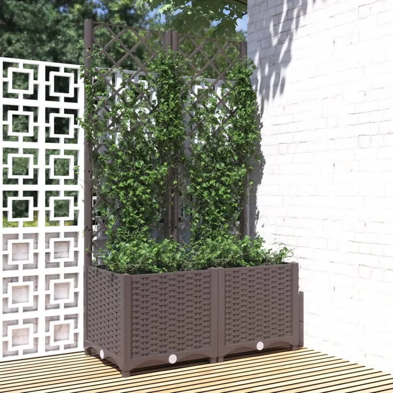 jardiniera de gradina cu spalier maro, 80x40x136 cm, pp