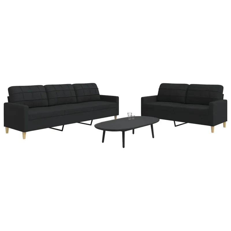 set de canapele, 2 piese, negru, material textil