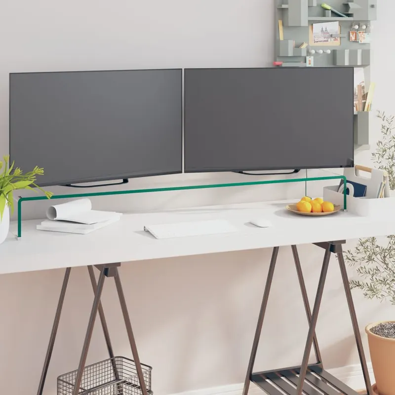 stand tv/suport monitor sticla transparenta 120x30x13 cm