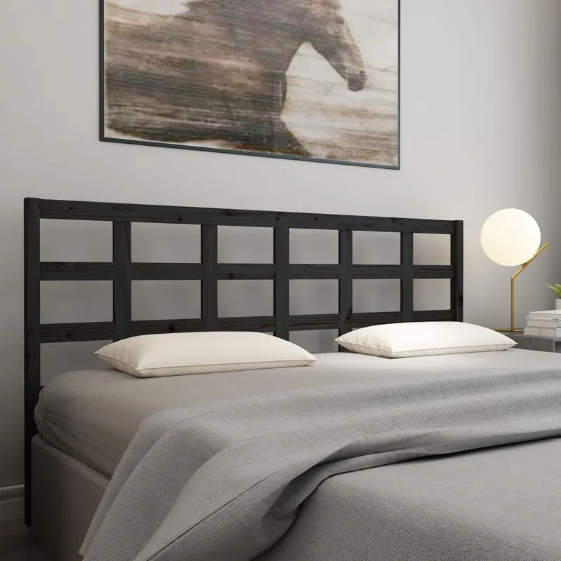 tablie de pat, negru, 205,5x4x100 cm, lemn masiv de pin
