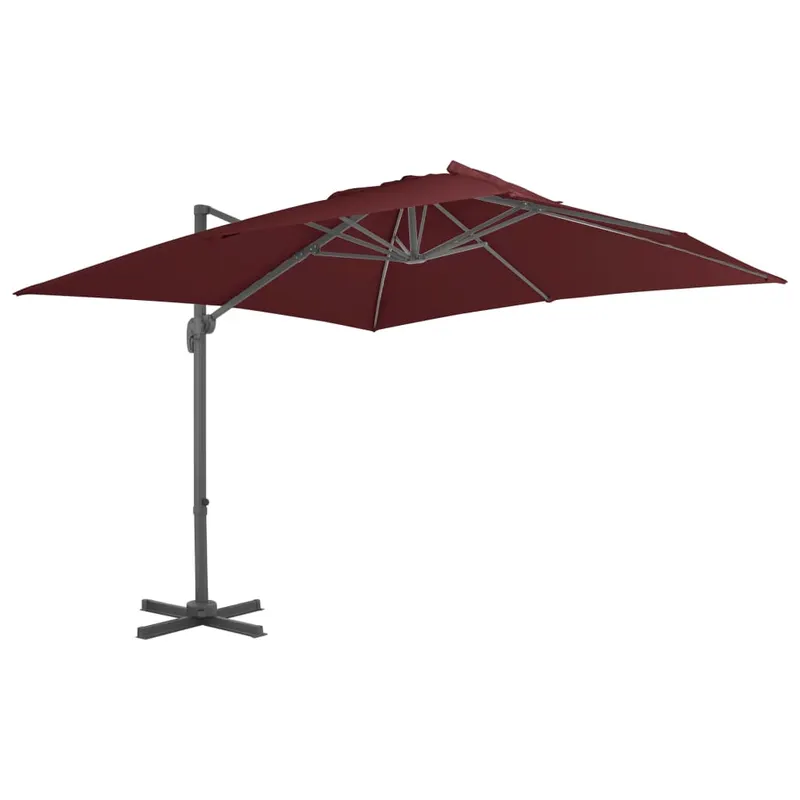 umbrela in consola cu stalp din aluminiu, bordo, 400x300 cm