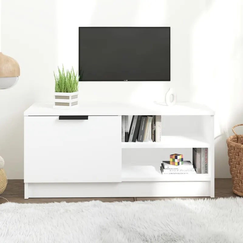 comoda tv, alb, 80x35x36,5 cm, lemn prelucrat