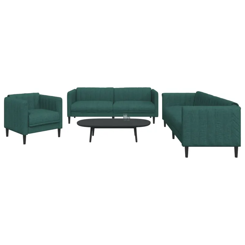 set canapele, 3 piese, verde inchis, material textil