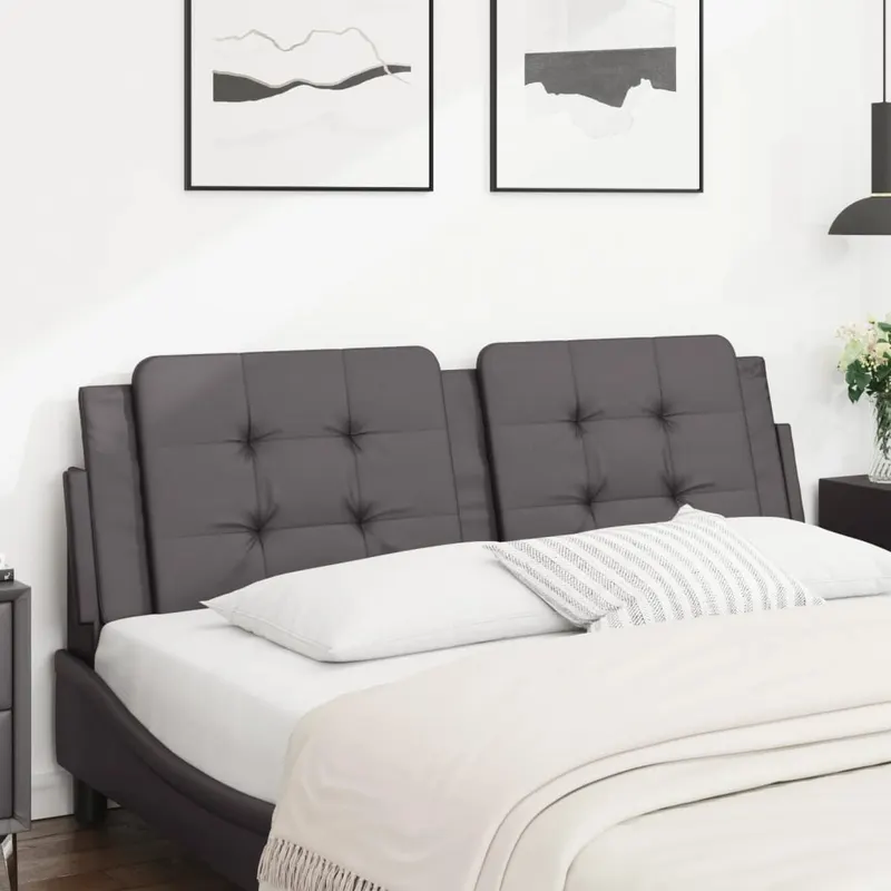 perna pentru tablie pat, gri, 160 cm, piele artificiala