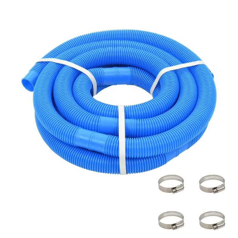 furtun de piscina cu cleme, albastru, 38 mm, 6 m