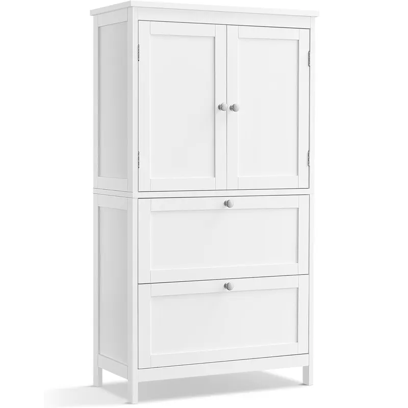 Dulap de baie, din MDF, cu 2 sertare si 2 usi, raft reglabil, 30x60x110cm, alb