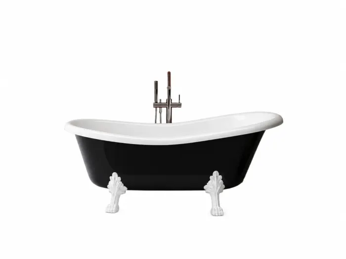 Cada freestanding ovala, compozit, cu exterior negru si interior alb, 168x76x55 cm Retro