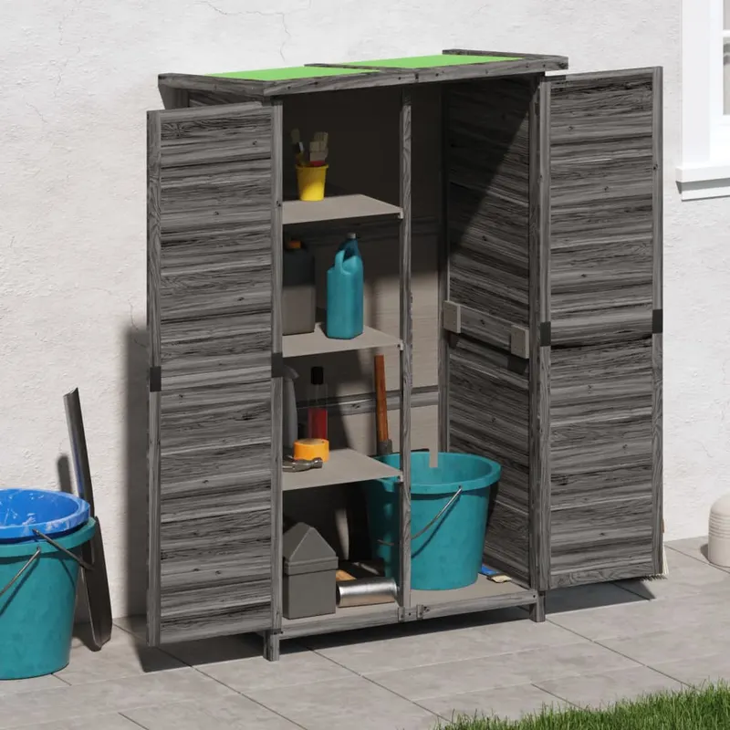 magazie de unelte pentru gradina gri 83x57x140cm lemn masiv pin