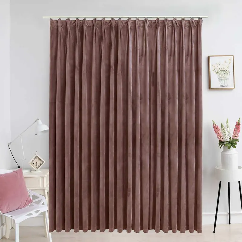 Draperie opaca, roz antichizat, 290x245 cm, catifea, cu carlige