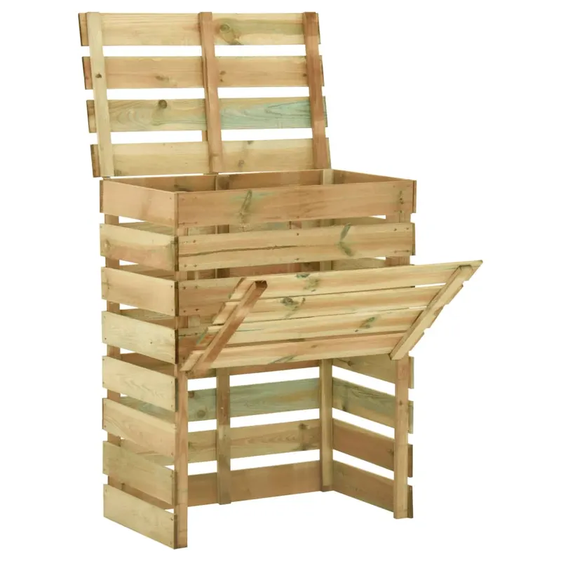 compostor de gradina din sipci, 80x50x100 cm, lemn pin tratat