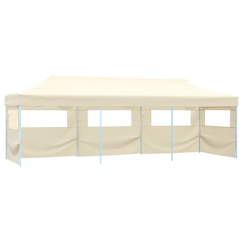 cort de petrecere pliabil cu 5 pereti laterali, crem, 3 x 9 m
