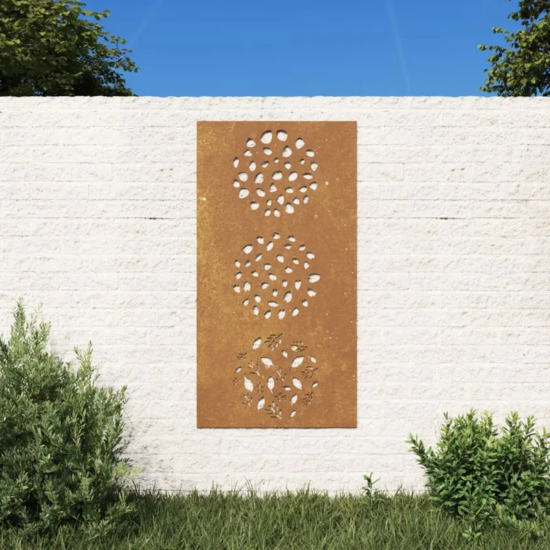 decoratie perete de gradina 105x55 cm design frunze otel corten