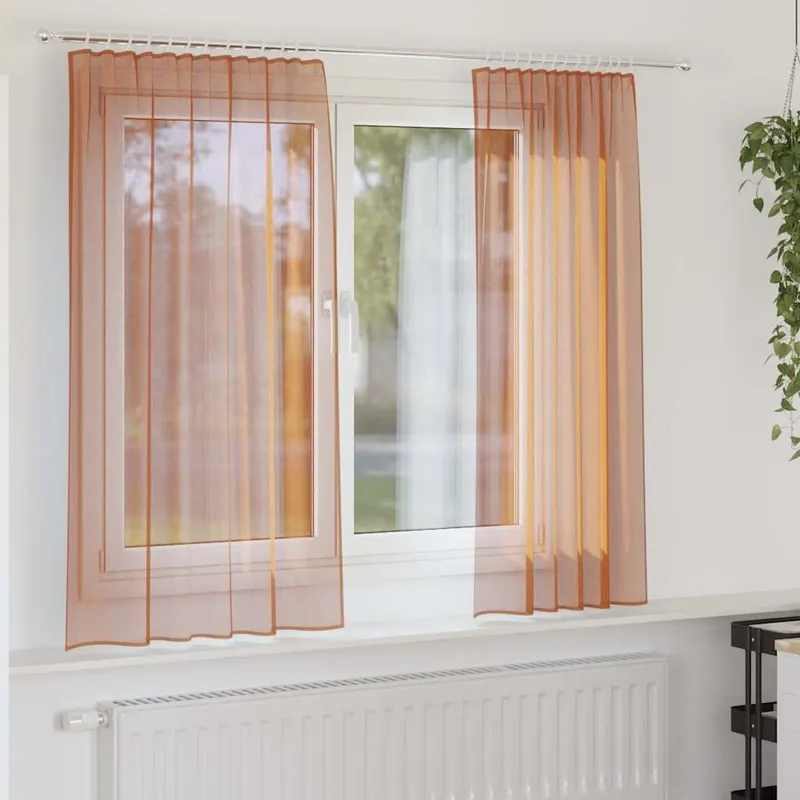perdele voile cu bucle 2 buc terracota 140x140 cm