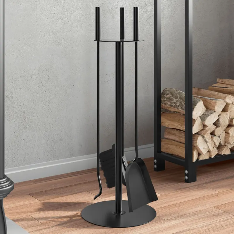 set de unelte pentru semineu, 4 piese, 22x59 cm, otel