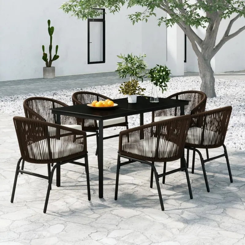 set de mobilier pentru gradina, 7 piese, maro