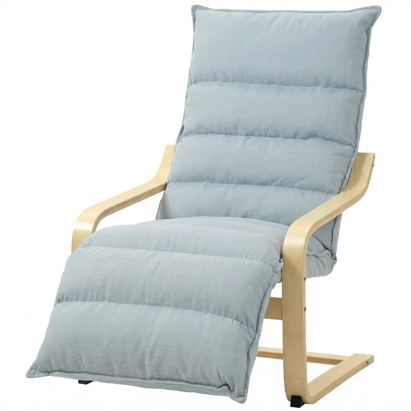 HOMCOM Fotoliu de living cu suport pentru picioare reglabil, tapițat în catifea cu cadru din lemn 67x93x105 cm Albastru deschis