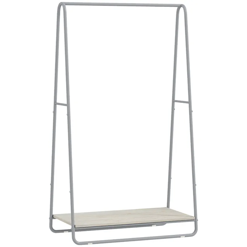 HOMCOM Cuier 3-în-1 cu raft pentru încălțăminte, bare superioare și laterale, structură metalică, natural și gri