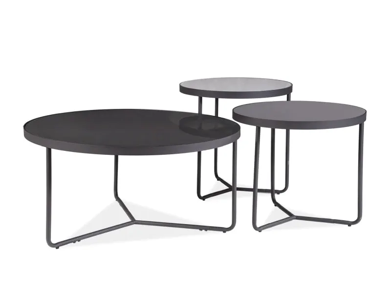 Set 3 masute de cafea TEBINI Ø80x40/ Ø50x50/ Ø50x45 CM