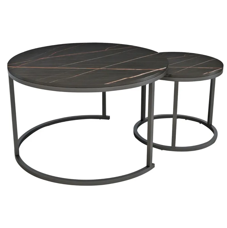 Set 2 masute de cafea RODESE Ø80x48/48x42 CM