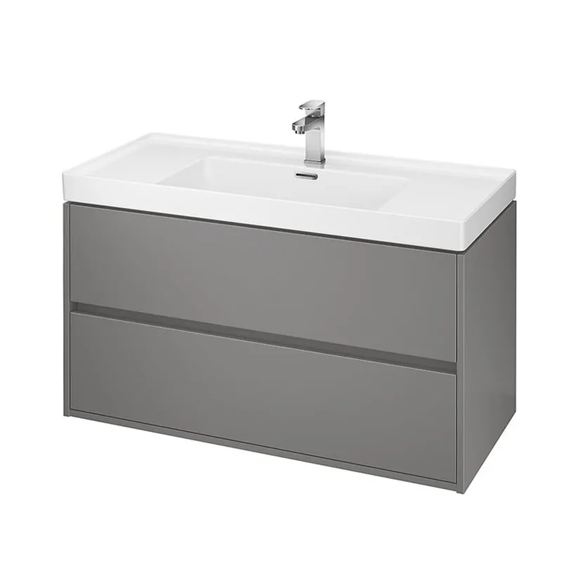 Mobilier suspendat Cersanit, Crea, cu doua sertare, 100 cm, gri