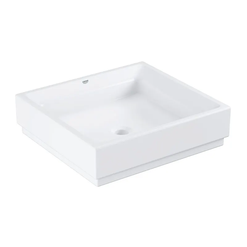 Lavoar baie pe blat alb 50 cm, patrat, Grohe Cube Ceramic Pure Guard